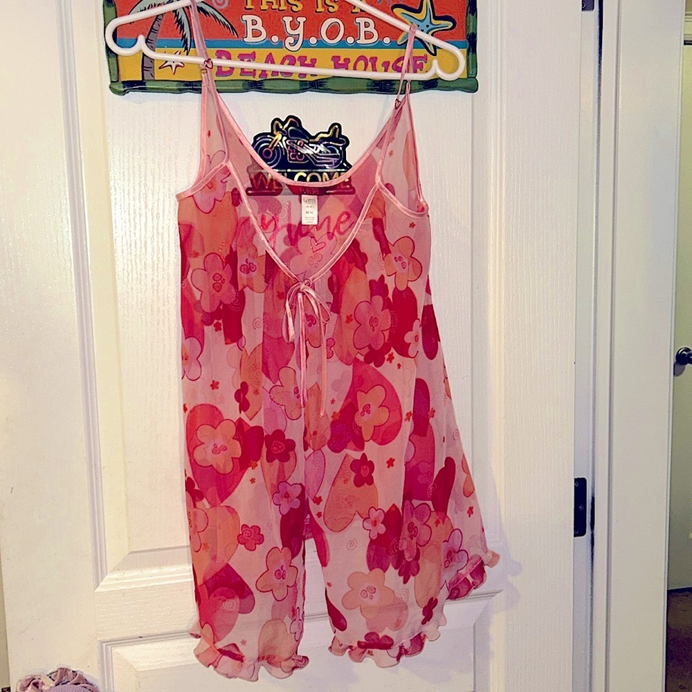 Y2K LA SENZA MESH TIE UP FLORAL VINTAGE TOP - Picture 6 of 7